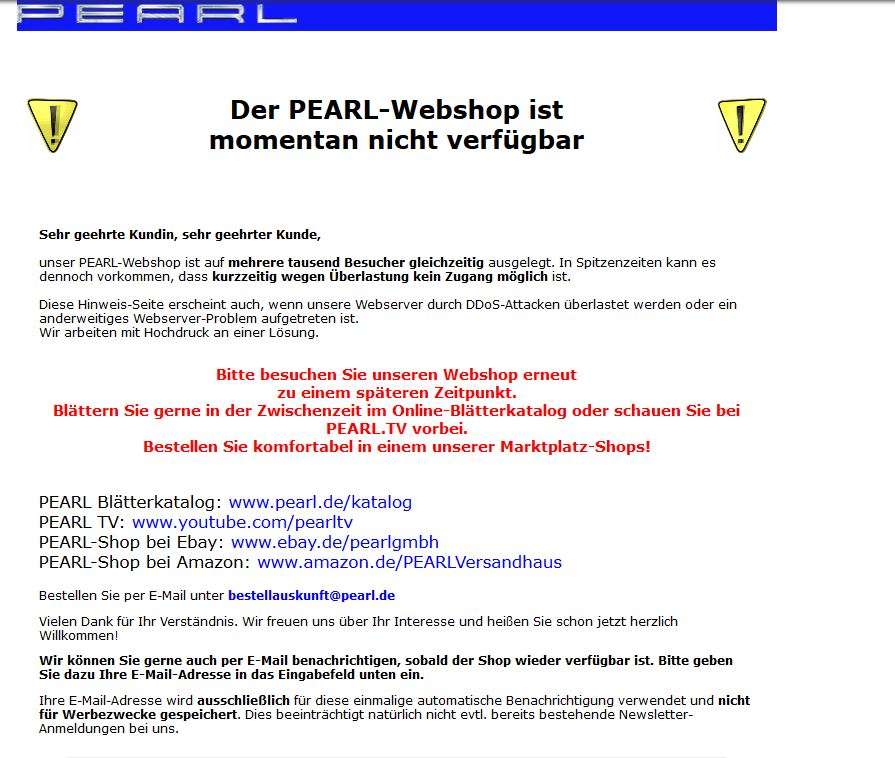 Strona niedostępna Firma wysyłkowa Pearl zgłasza „atak hakerski”