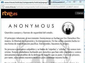 Anonim podejmuje działania przeciwko hiszpańskim serwerom policji