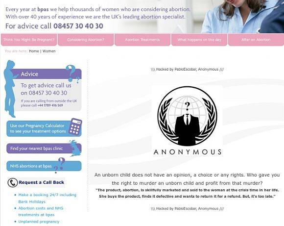 Anonimowy członek włamuje się do brytyjskiej agencji aborcyjnej